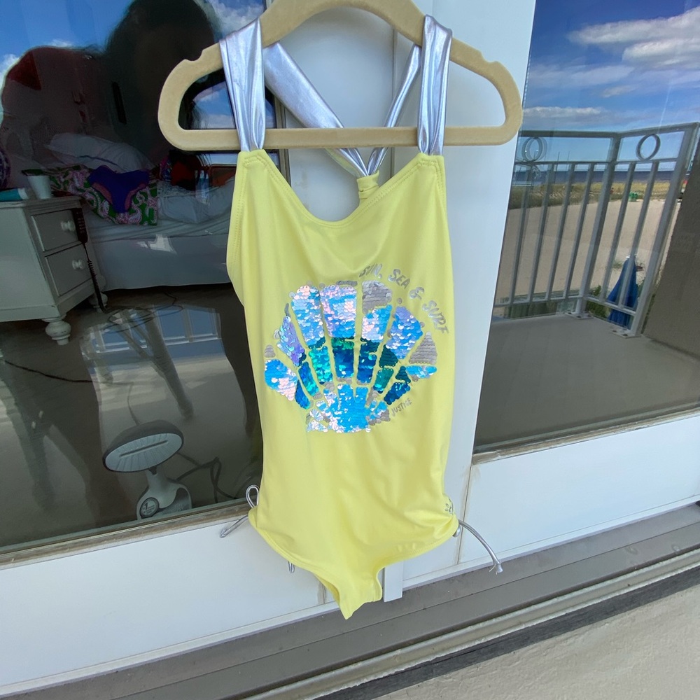 New Gymboree Shell Sequins Swimsuit - Picture 2 of 10